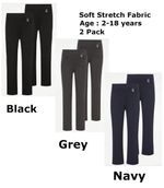 Pack of 2 Girls' Slim Fit Jersey School Trousers Heart Detail - Easy Pull-Up