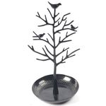 Black Jewellery Tree Stand Vintage Birds - Organiser Rack Tower Display TRIXES