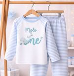 Personalised 1st Birthday Pyjamas Whale Blue PJs Kids Baby Boy Name Age Cotton