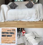 3 x PROFESSIONAL QUALITY **RECYCLED** EXTRA HEAVY DUTY COTTON TWILL DUST SHEETS