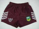 Manly Warringah Sea Eagles NRL Rugby SHORTS EMBROIDERED BADGES SIZE KIDS 14 Yrs