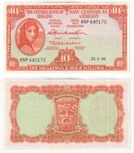 Ireland Central Bank 10 Shillings Banknote (1966) BYB: E074 - aUNC