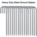 10-100x Galvanized Rebar Stakes Heavy Duty J Hook Metal Pegs Tent Ground Anchor