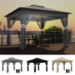 3x3(m) Adjustable Pop Up Gazebo Part Tent w/20 Solar-Powered LED Light