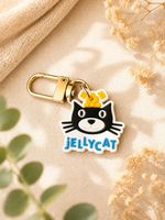 Cute Jellycat Cat Keychain – Cartoon Black & White Kitty Key Ring