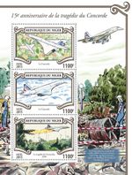 Air France CONCORDE TRAGEDY Airliner Aircraft MNH 3v-Stamp Sheet (2015 Niger)