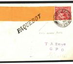 GB Cover Used Abroad GIBRALTAR CDS & *Paquebot* KGV 1d COIL END Variety K60a