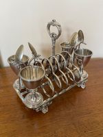 Antique Silver Plated Breakfast Cruet Toast Rack Egg Cups by Thomas Wilkinson