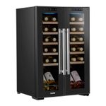 Wine Cooler 24 Bottle Dual Zone, Touch Screen, LED Light - Black
