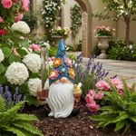 Gnome Rain Gauge Statue Solar LED Outdoor Light Garden Water Measuring Sculpture