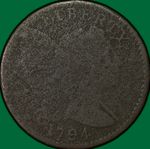 1794 Head of 1795 Liberty Cap Large Cent Very Good VG Coin, Corrosion #38065