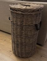 Next Rattan Wicker Rustic Chunky Laundry Basket Lid Rope Handles Chunky 70cm