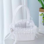 Wedding Flower Girl Baskets Cute Storage Basket White Satin
