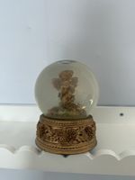 Vintage Gold Cherub Angel Musical Snow Globe Plays Jingle Bells Christmas