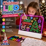 LED Drawing Board Rechargeable Acrylic Glow Note Board 7 Markers Kids Gift Decor