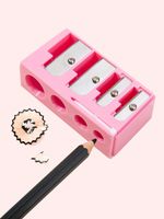 Dual Hole Makeup Pencil Sharpener Pink Cosmetic Eyeliner Lip Eyebrow Cutter Tool