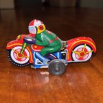 Vintage Tin Litho Motorcycle Toy, Made in Japan