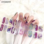 2026 New Semi Cured Gel Fashion Pink Glitter Nails Stickers UV Nail Wraps Decals