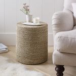 The White Company Norton Stool Natural Seagrass Rustic Artisan Side Table Seat