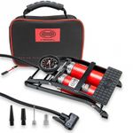 Foot Air Pump Double Barrel Gauge Presta Shrader 10 Bar 140 Psi Heyner 225000