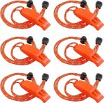 6Pcs Orange Loud Whistles with Lanyard Survival Whistle for Camping Activities
