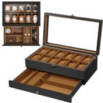 8/10/12 Grids Wooden Watch Display Box 2 Layers Jewelry Collection Storage Case