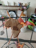 Vintage Souvenir Map Of Africa Copper with Giraffe Freestanding 🦒  6"