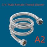 3/4" Male Female Thread Shower Hose Stainless Steel A2 Flexible Bathroom Pipe