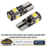 2X T10 W5W 501 5050 5SMD LED CANBUS ERROR FREE XENON WHITE SIDE LIGHT BULB