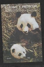 ST THOMAS & PRINCE ISLAND, 1992 PANDA MIN SHEET MNH