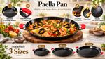 Camp&Fire Enamelled Paella Pan. Non-Stick Carbon Steel with Silicone Handles.