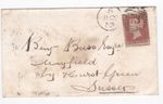 1853 QV FINE 1d PENNY RED STAMP ON COVER TO MAYFIELD BY HURST GREEN SUSSEX