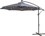 3M Cantilever Garden Parasol with LED Lights Waterproof Outdoor Sun Shade