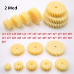 2 Mod 12-50 Teeth Spur Gears Pinion Gear Nylon Beige Transmission Gear Flat Gear