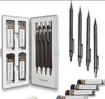 MozArt Mechanical Pencil Set with Case - 4 Sizes: 0.3, 0.5, 0.7 & 8 Piece 