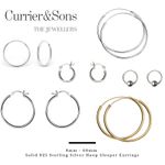 Solid 925 Sterling Silver 8mm - 60mm Hoop Sleeper Earrings (Pairs)