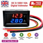 DC 100V 10A Voltmeter Ammeter blue & Red LED Amp Dual Digital Volt Meter Gauge