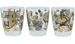 (3) CASINO GAMBLING Motif Liquor Barware Glasses 3 in. height