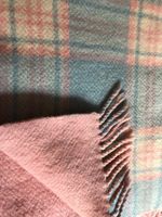 Lullabye vintage pure wool baby blanket pink blue check 34" x 30" baby pram crib