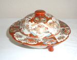 Vintage/Antique Japanese Satsuma Pottery/Porcelain Kutani Lidded Footed Bowl