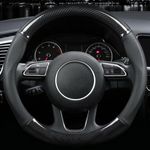 Fit Carbon Fiber PU Leather Non-Slip Car Steering Wheel Cover 15" 38CM Universal