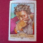 Ajman 10 Dh Postage Stamp Michelangelo Head of Jeremiah Mint Never Hinged