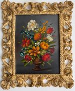 Vintage oil painting Still life Flemish Flowers signed framed 24/30cm