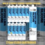 BOX OF 12 BOND IT  GENERAL PURPOSE SILICONE CLEAR  275ml
