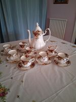 Royal Albert Old Country Roses Bone China Coffee Pot, 8 Coffee Cups And Saucers