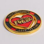 'Love The Game' Gold Metal Poker Card Guard w/ Plastic Case