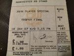 MATCH TICKET 1987 JOHN PLAYER TROPHY FINAL WARRINGTON V WIGAN @ BOLTON 