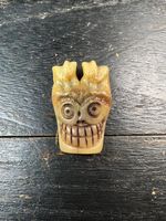 Hand‑Carved Yak Bone Cemetery Guardian Skull Guru Bead with Mantra Dots, Tibeta
