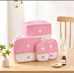 Oxford Cloth First Aid /Medical Kit Storage Box/ Bags Set Of 4pcs Foldable Pink