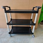 3-Tier Rolling Utility Cart Shelf Truck with Handles & Castor Wheels